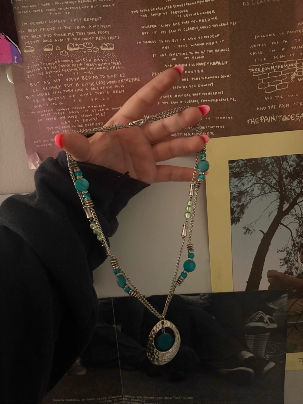 2000s layered silver beaded necklace